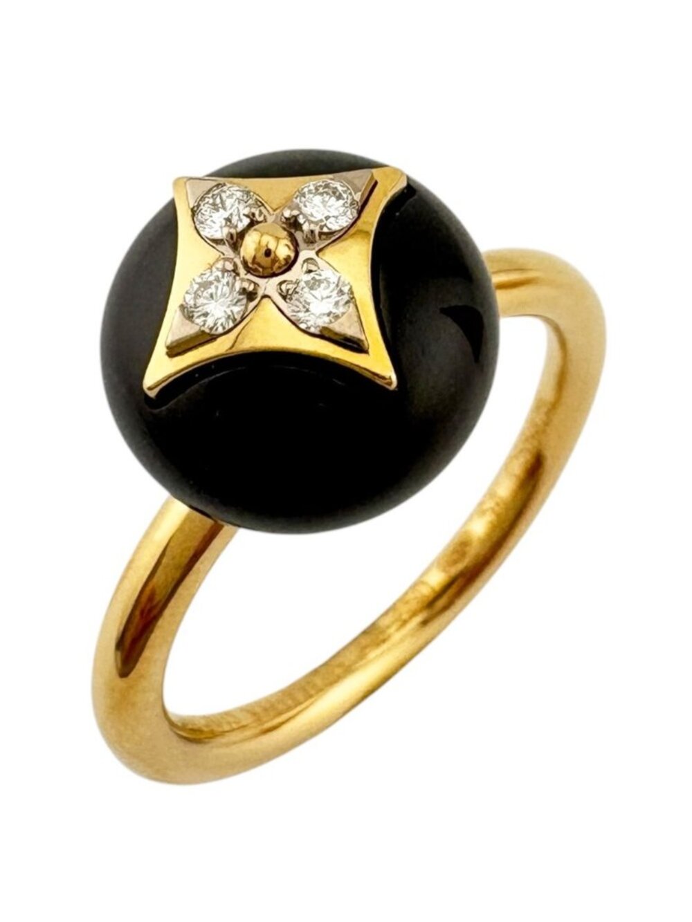 Louis Vuitton Bague B Blossom Ring 18k Yellow Gold Onyx
